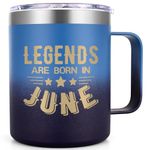 Lifecapido Birthday Gifts for Men, Legends Are Born In June 12oz Insulated Coffee Mug, June Birthday Gifts, 40th 50th 60th 70th Birthday Gifts, Gemini Gifts Cancer Gifts for Dad Husband Son, Gradient
