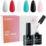 SUNUV Hema Free Gel Nail Polish Kit, 6 Colors Gel Polish Set White Black Red Pink Silver Glitter UV Nail Lamp Gel Nail Art Salon DIY Home Gift