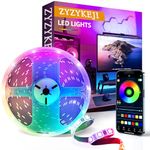 zyzykeji Led Lights 15m, Led Strip Light with Music Sync Color Changing, RGB Led Strip Lights with Smart App & Remote Control for Bedroom, Led Light Strips for Lighting Flexible Home Decoration