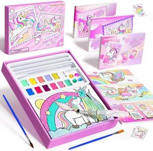 Paint with Water Coloring Books for Kids, 3PCS Watercolor Paint Books Sets, 32 Unicorn Pages Total, Arts and Crafts for Kids Ages 4-6-8-12 with 3 Paint Brushes and 3 Coloring Activity Books (unicorn)