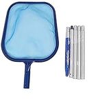 fuvooi Professional Pool Skimmer,Net Swimming Pool Leaf Skimmer Net, Swimming Pool Net and Pole,Pond Skimmer for Fast Cleaning of The Finest Debris - Clean Spas & Ponds (Included Telescopic Pole)