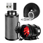 VIVOSUN Air Filtration Kit, 8” 720 CFM Inline Ventilation Fan with Speed Controller, 8” Black Carbon Filter and 25’ of Black Ducting for Grow Tent, Planting Room, Air Circulation