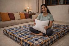 Drokona SleepSmart Soft Cotton Filled Mattress Gadda Soft & Reversible, Pure Cotton Fabric, Firm Gadda for Floor & Bed, (72 x 36 x 4 Inches,) with White Pillow