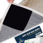 Rug Gripper Pad 12 Pcs - Washable & Reusable Rug Grippers for Laminate Floor - Anti Slip Rug Underlay - Suitable Carpet Grippers for Marble, Wooden Floors & More