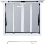 GAOMON Concession Window 36" W x 36" H, Food Truck Service Window with 2 Horizontal Sliding Screen Windows & Awning Door, Aluminum Alloy Serving Window for Food Trucks