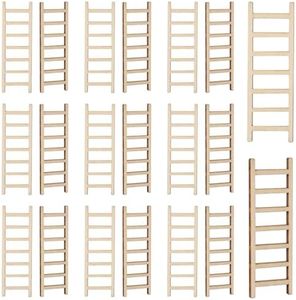 20 Pcs Mini Garden Ladder 2.36''x 0.78'' Miniature Ladder Model Mini Ladder Tiny Ladder Model Wooden Mini Doll House Ladder Accessories for Landscape Dollhouse Decor