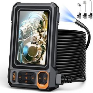 Endoscope Borescope Camera with Light, 4.3" IPS 1920P HD Inspection Camera, 50FT Semi-Rigid Snake Cable, IP67 Waterproof (7.9mm Probe) with 8 Adjustable LEDs for Sewer, Automotive Engine, Pipe, HVAC