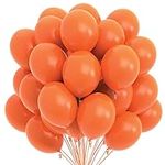 Prextex 75 Orange Party Balloons 12 Inch Orange Balloons with Matching Color Ribbon for Orange Theme Party Decoration, Weddings, Baby Shower, Birthday Parties Supplies or Arch Décor - Helium Quality