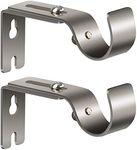 SANDEGOO Adjustable Brackets for Curtain Rod, 1” Heavy Duty Curtain Rod Holder Set of 2 for Bedroom Living Room Kitchen (2PCS, Silver)