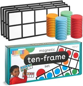 Bright Creations 4 Pack Giant Magnetic Ten Frames with 48 Math Counters, Magnet Frame for Classroom Learning