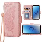 WWAAYSSXA Compatible with Samsung Galaxy J3 Orbit J 3 Star 2018 3J Achieve Wallet Case Wrist Strap Lanyard Flip Card Holder Stand Cell Phone Cover for Rose Gold