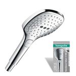 hansgrohe Raindance Select E - shower head, hand shower square (120 x 120 mm) with 3 sprays, with anti-limescale function, chrome