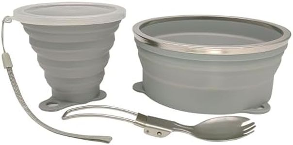 Cagelya Mess Kit for Camping Silicone Collapsible Bowl Collapsible Cup and Stainless Steel Spoon for Backpacking Outdoor Hiking Traveling and Picnic