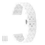 Glossy Ceramic Watch Band 22mm Quick Release Watch Bracelet for Men Women Wristband Metal Butterfly Buckle White