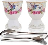 NobleEgg Egg Cups for Soft Boiled Eggs | 2 Porcelain Egg Holders, 2 Stainless Steel Egg Spoons