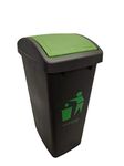 Cello Plastic Swing-Lid Garbage Dustbin (48 L, Black-Green)