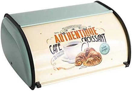 Sziqiqi Contenedor de Pan de la Encimera de Almacenamiento de Caja Pan Vintage 33cm con Tapa Enrollable y Borde Protector para Mantener Bollos Pan Galletas Muffins Horno Bueno Fresco y Sabroso, Azúl