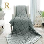 Royal Therapy Weighted Blanket - Heavy 100% Cotton Blankets with Premium Glass Beads (60''x80'' 21lbs, Aquamarine), Suitable for One Person (~200lb) - Use on Queen/King Bed