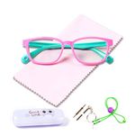 AetrvoHope Blue Light Blocking Glasses for Kids Girls,Pink Cute Computer Glasses for Kids Age 3-12,Flexible Silicone Unbreakable Frame Gaming Glasses for Children,Anti UV&Eyestrain