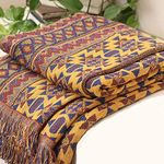 VANJOROY Bohemian Sofa Large Throw Blanket with Tassels, 100% Handwoven Cotton Knitted Armchair Throw for Seater,Settees,Couch and Bed (90 * 210CM)…