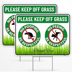 2PC No Poop or Pee Dog Sign with Stakes, 12 Inches by 9 Inches - Corrugated Plastic - Keep Dogs Off Lawn - Curb Your Dogs Grass Lawn Yard Repellent