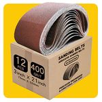 3 x 21 Inch 400 Grit Sanding Belt | Premium Aluminum Oxide Sanding Belt | Premium Sander Sandpaper – 12 Pack