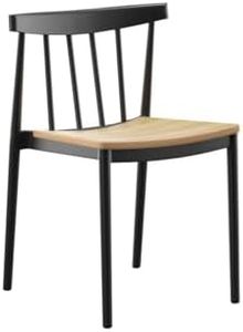 Inmod Dane Dining Chair, Set of 2, Black Modern Dining Chairs, Mid-Century Armless Chair, Stackable Dining Chairs
