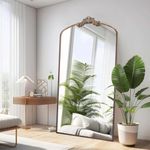 BUNGALOW MERCER Full-Length Mirror with Vintage Arch – Large Bronze Floor Mirror for Bedroom or Hallway, Ornate Decorative Wall Mirror for Classic Home Décor.(160x60 cm)