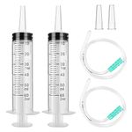 2 Set 60 Ml Plastic Syringe, Liquid Measuring Syringe Tools Individually Sealed with 12 Inch Clear Feeding Tube for Small and Weak Lamb Feeding, Watering, Feeding Pets, Glue Applicator