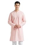 Amazon Brand - Symbol Men's Cotton Embroidered Long Kurta (SY-S24-MNA-FKT-501_Baby Pink_2XL)