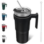 BJPKPK 20oz Tumbler With Handle Stainless Steel Insulated Tumbler Cups With Lid And Straw For Home, Office or Car,Black