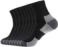 WANDER Men's Athletic Ankle Socks 3-8 Pairs Thick Cushion Running Socks for Men&Women Cotton Socks 7-9/9-12/12-15 (8 Pair N-Black, Shoe Size: 12-15)