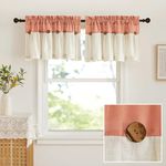 NICETOWN Valances for Windows, Farmhouse Kitchen Window Over Sink Boho Valances for Dinging Living Room Decor Rod Pocket Linen Texture Button Valances for Bathroom, 42" W x 18" L, Terracotta