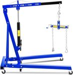 Hydraulic Engine Hoist with Lever 2 Ton (4400LB), Heavy Duty Folding Shop Crane w/ 6 Swivel Casters & Telescopic Boom, Adjustable Lifting for Engines, Transmissions | Garage, Workshop, Factory, Blue
