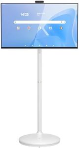 Cugima 32 Inch Portable TV 4K Smart Touchscreen Monitor, Android Rolling TV with Detachable Magnetic Camera, 20W Audio, Rechargeable Battery, Full Swivel Rotation, Built-in Voice Remote