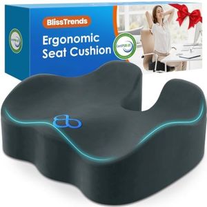 BlissTrends Seat Cushion,5.2in Thick Memory Foam Cushions for Office Chair, Car Seat, Airplane, Relieving Pressure Tailbone Sciatica Back Pain for Long Sitting Office Workers, Car Drivers DarkGreen