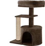 FURRLOVERS Cat Kitten Scratching Post Activity Tree - Condo, Fur Fabric, Detachable Bed, Jute Rope (Brown - FURR-33)