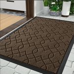 Yimobra Front Door Mats, Heavy Duty Water Absorbent Mud Resistant Easy Clean Entry Outdoor Indoor Rugs,Non Slip Backing, Exterior Mats for Outside Patio Porch Farmhouse, 29.5 x 17, Brown