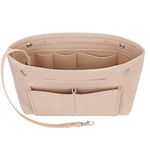 Joqixon Handbag Organiser Insert, Bag Insert with Handles Keychain, Felt Bag Organiser Insert Handbag Liner Tote Insert Travel Purse, Large