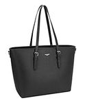 David Jones - Women's Large Tote Shopper - Top Handle Handbag PU Leather - Big Shoulder Shopping Bag Large Capacity A4 - Ladies Girl Students School Work Office City Laptop Bag - Black 2