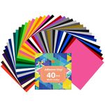 HTVRONT Adhesive Vinyl Sheets 40sheets - 12" x 12" Permanent Vinyl Sheets Bundle for Cups, Decals, DIY Craft Projects