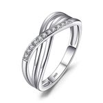 JewelryPalace Infinity X Forever Love Knot Promise Ring for her, White Gold Plated 925 Sterling Silver Rings for Women, Anniversary CZ Simulated Diamond Ring, Girls Womens Jewellery Gifts