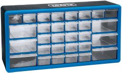 Draper 30 Drawer Garage Plastic Storage Unit | Tool and Parts Storage | Garage Workshop Storage Organiser | Wall Mountable | 12015