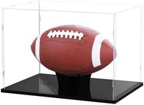 Football Display Case Full Size, Acrylic Clear Box with Stand, UV Protected Memorabilia Holder, for Autographed Football Fans & Collectors, Sports Collectibles