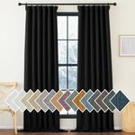 NICETOWN Black Out Curtains for Bedroom 84 inches Long, Hook Belt/Rod Pocket/Back Tab Faux Linen Blackout Thermal Curtains Window Treatments for Living Room/Bedroom, W50 x L84, 2 Panels