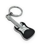 Generic Musical Guitar Metal Keychain for Music Lovers (Black & Silver)