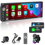 [Wireless] Alondy Single Din Car Stereo with 6.9" Touchscreen Compatible with Apple CarPlay/Android Auto Bluetooth AM/FM/RDS Radio Type-C USB 2.1A Fast Charge Rear View Camera