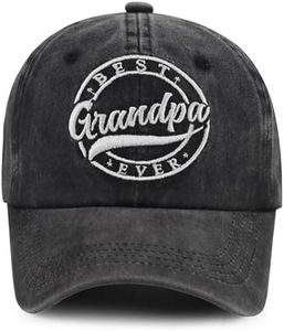 Tbstlumd Best Grandpa Ever Hat for Men, Adjustable Washed Cotton Embroidered Grandfather Baseball Cap, Best Grandpa Ever Black, One Size