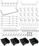 Pegboard Hooks, with Bins, Peg Locks, for Organizing Various Tools, 131 PCS, 60 of Which are Locks