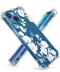 GVIEWIN Compatible with iPhone 13 Case 6.1 Inch 2021 5G, Flower Clear TPU Slim Bumper Shockproof Protective Soft Phone Cover, Hibiscus